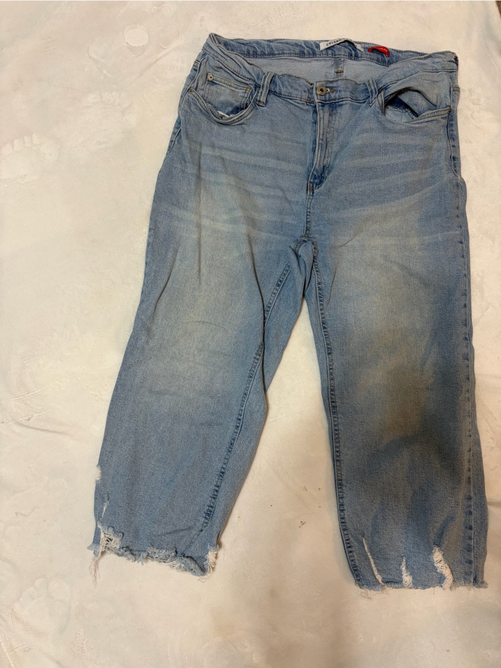 Celebrity Pink Light Blue Cropped Distressed Jeans
